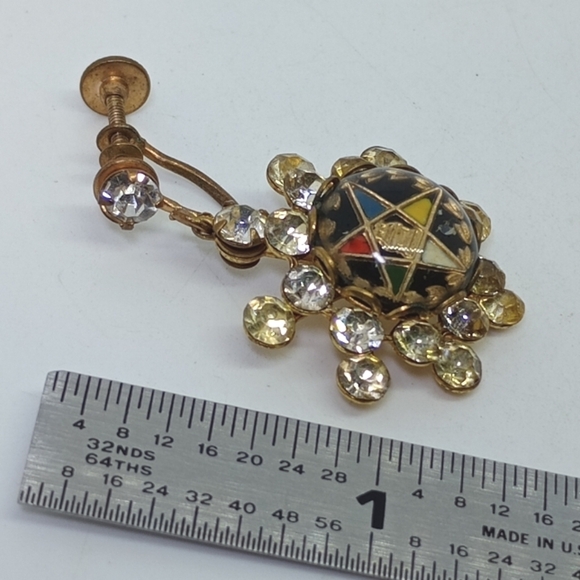 * vintage OEA Order of the Eastern Star screwback earrings - Picture 3 of 6